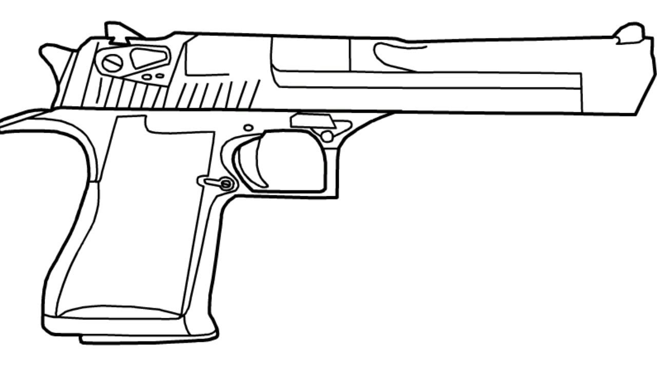 Раскраска стандофф оружие. Чертёж пистолета Desert Eagle.