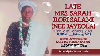 FUNERAL Jingle of Late MRS.SARAH ILORI SALAMI_ #Adverts@RacVentsinc Stock