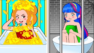 Rich vs Broke Princess in Jail / Funny Situations in Jail  Hilarious Cartoon Animation