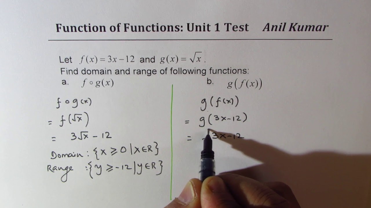 Domain and range of composite functions YouTube