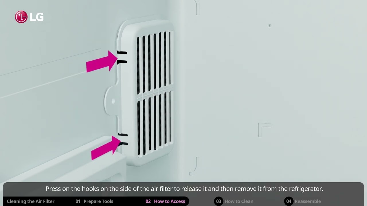 How to Clean the Air Filter in LG Side by Side Refrigerator YouTube