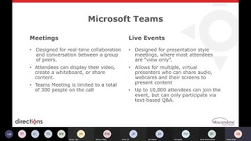 Microsoft Teams Meetings and Live Events Webinar Presented by Magenium and Directions Training