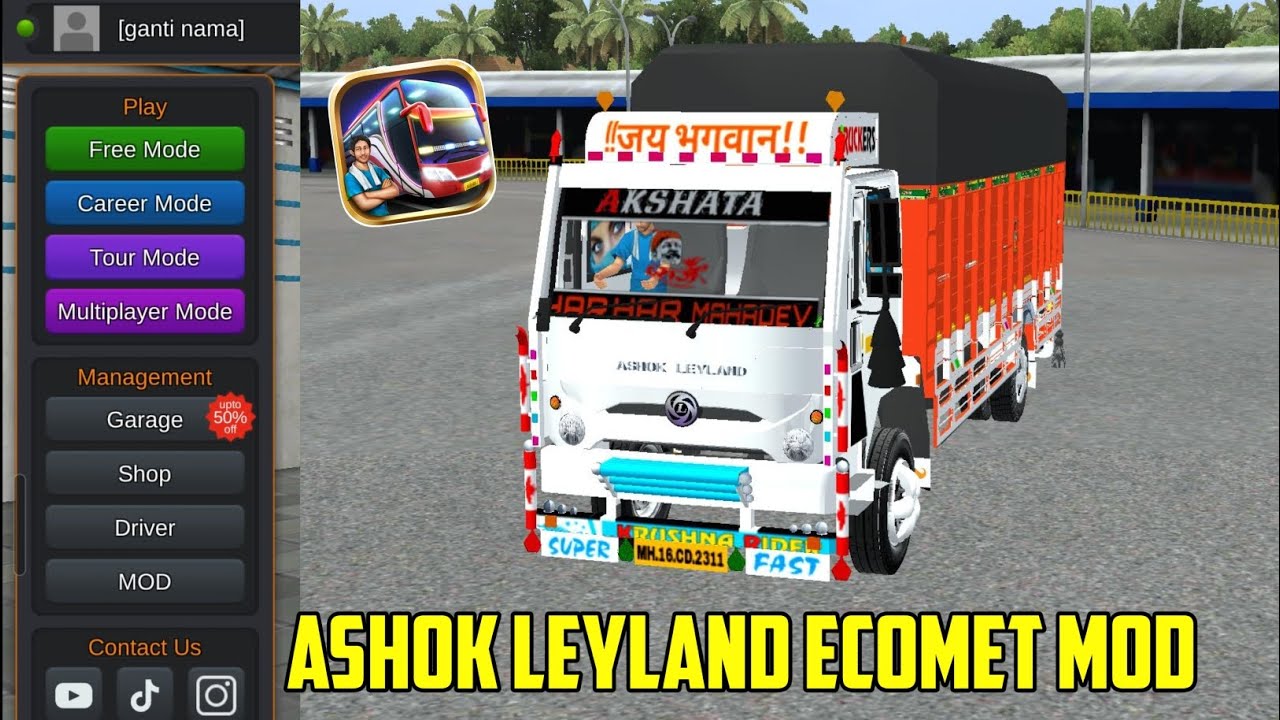 How To Add Ashok Leyland Truck Mod In Bus Simulator Indonesia| New Ashok Leyland Ecomet Truck Mod 