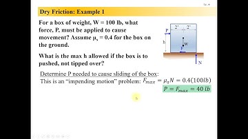 Engineering Statics Lesson 7-1, Example 1: Dry Friction