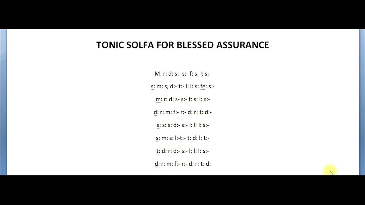 Tonic Solfa For The Hymn Blessed Assurance YouTube