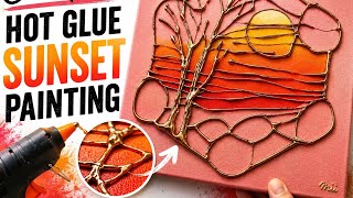 Creative hot glue sunset painting step by step for beginners