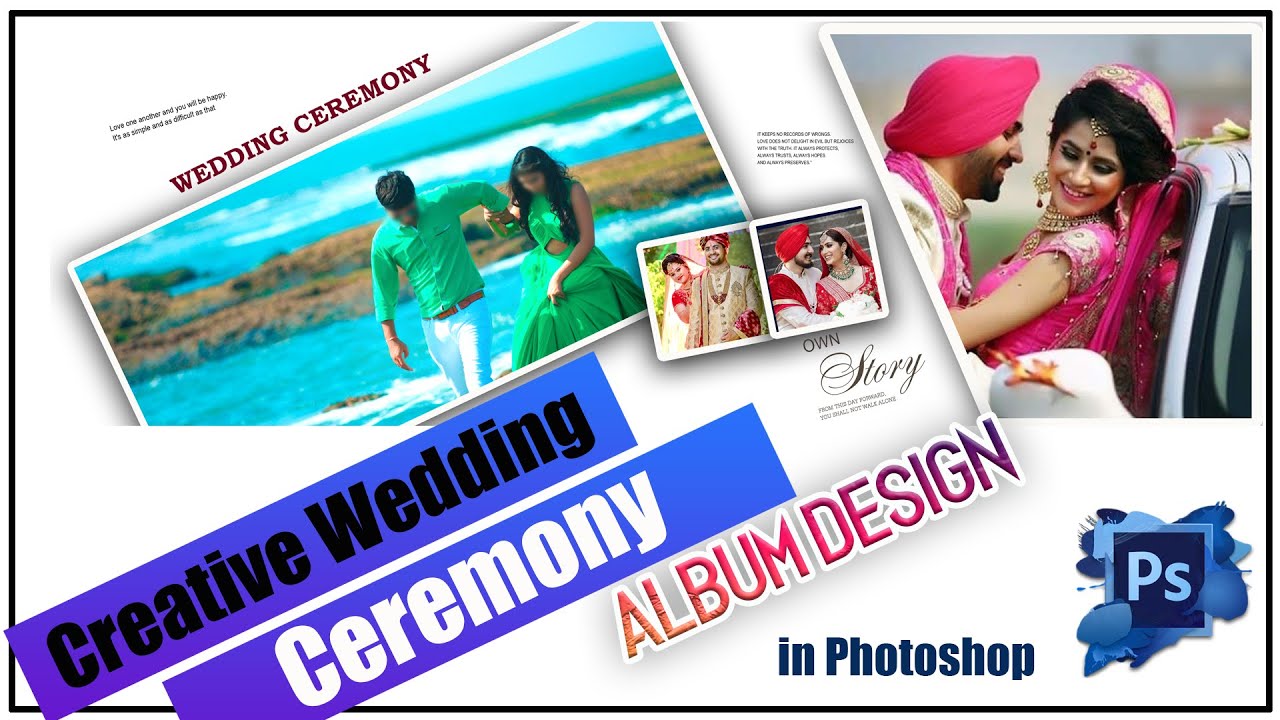 II Creative Wedding Ceremony Album Design in Photoshop II Creative Wedding Design Kaise Banaye II