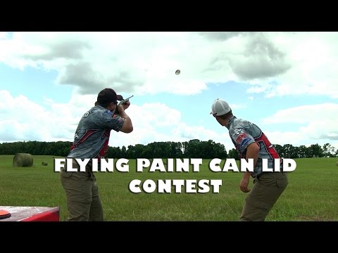 Steve vs. Aaron - Most .22LR Rounds Through a Flying Paint Can Lid