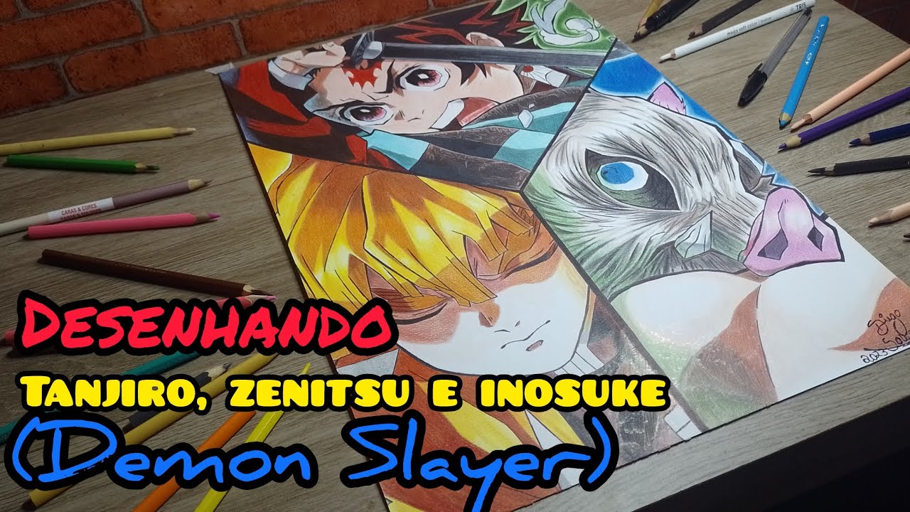 DESENHANDO DEMON SLAYER (Tanjiro, Nezuko, Inosuke e Zenitsu) #2 