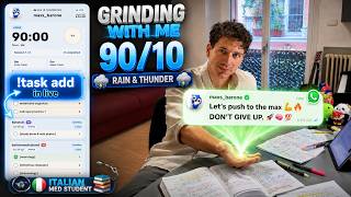 🍅 STUDY WITH ME | 8 HOURS | 90/10 🍅 | #rain ⛈️ | !task add in LIVE 🔴 | NO MIC