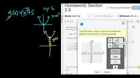 Sketch the graph of g(x) = x^2 + 5 using Transformations in MyMathlab