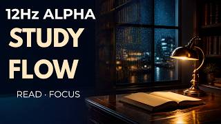12Hz Alpha Waves – Study Flow & Calm Focus | Rainy Library Binaural Beats