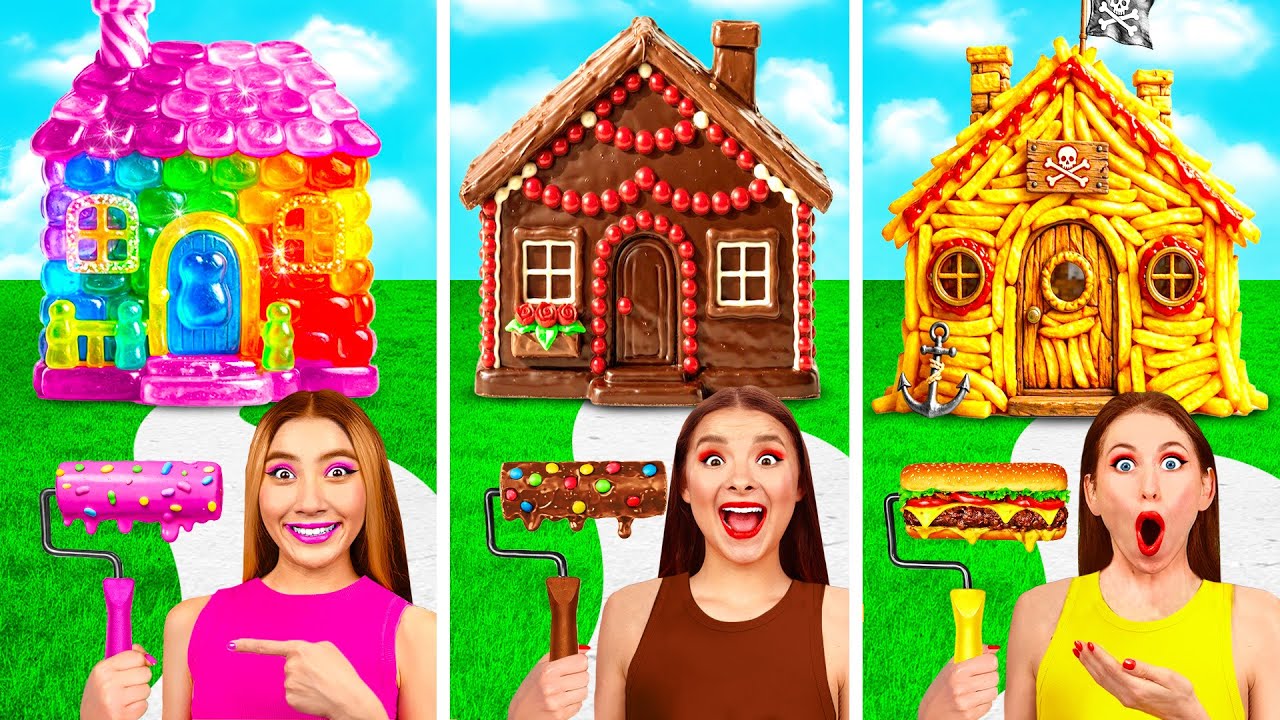 One Colored House Sweets vs Chocolate vs Fast Food | Funny Moments