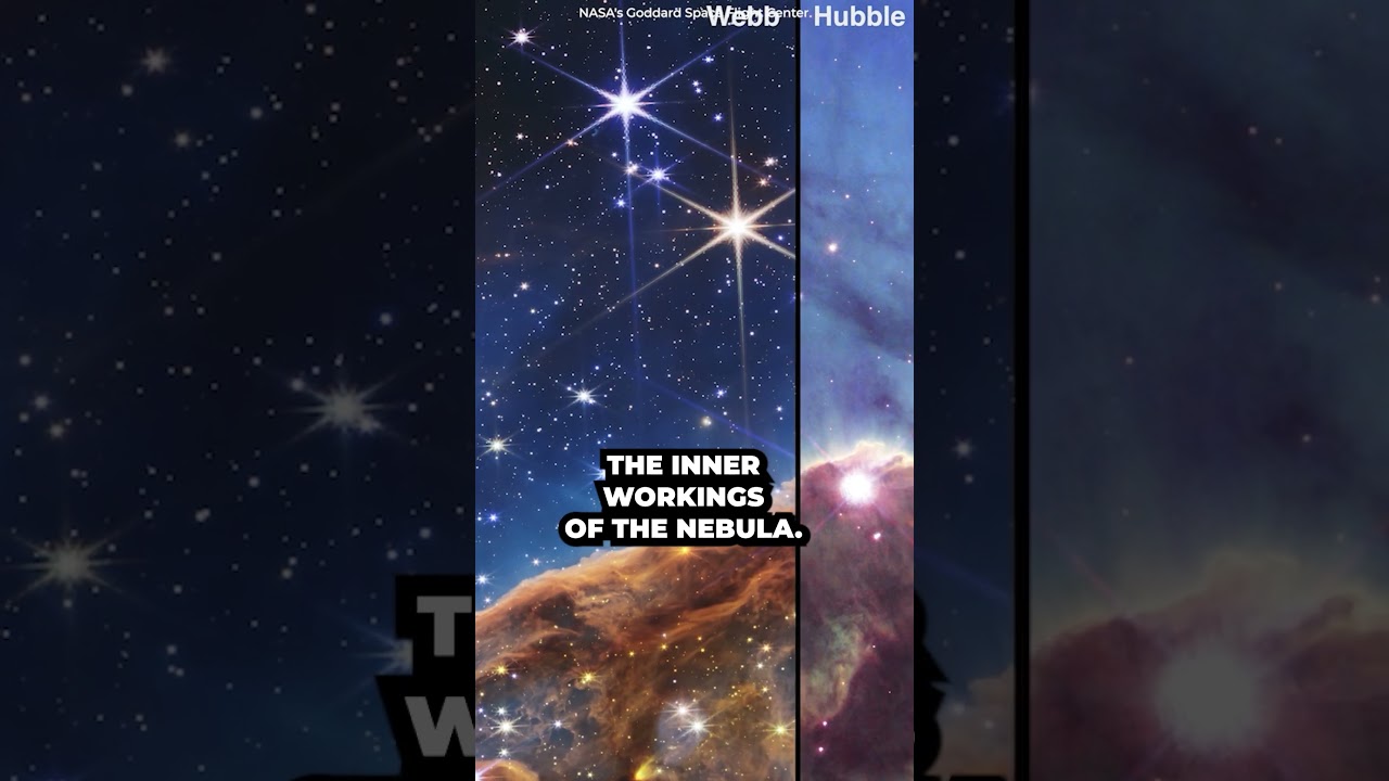 Hubble vs Webb (Carina Nebula). 