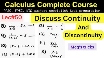 Continuity and discontinuity with examples lec#50  #mathematics #ppsc #maths #mathstricks #afmathe