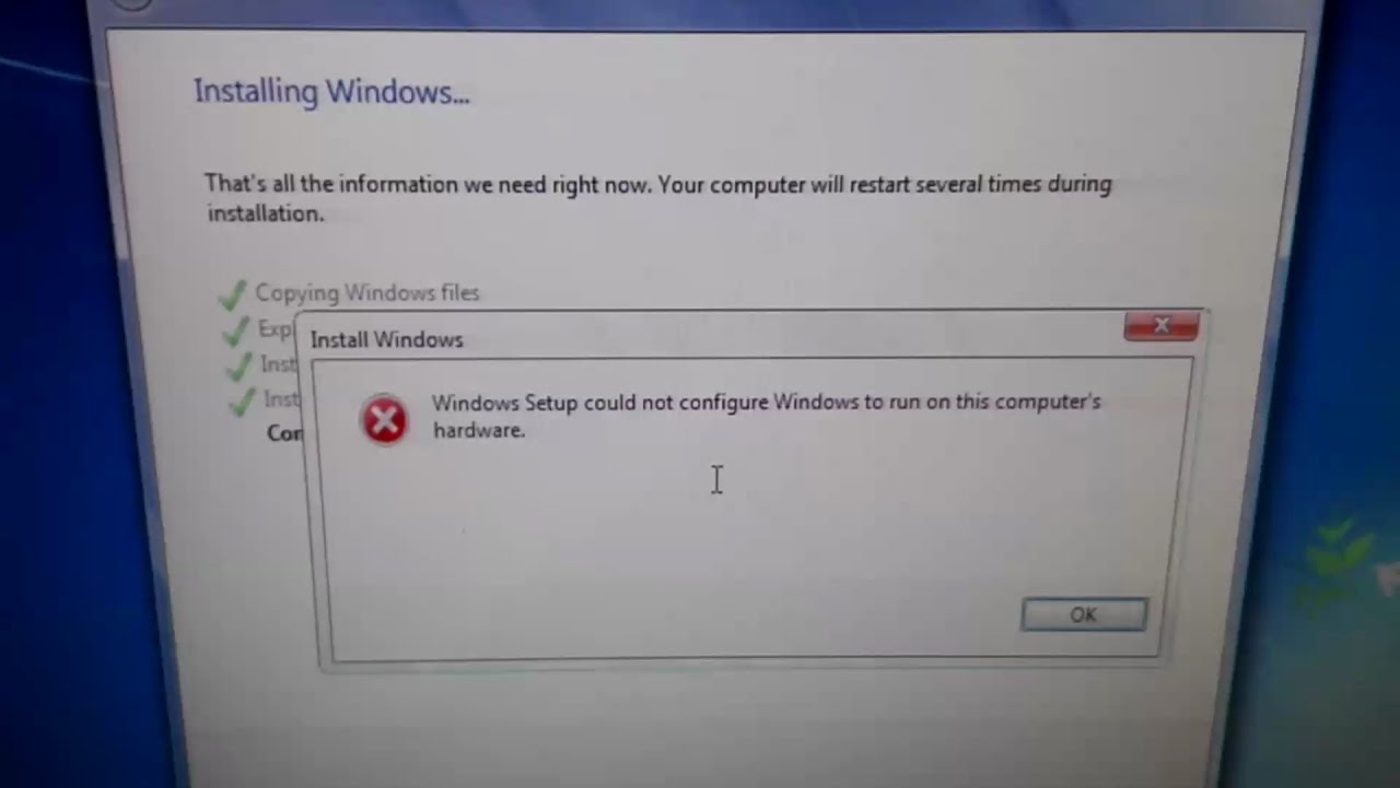 Fix Windows 7 Installation Stop Error 0x80fe0000 0x80ff0000 By