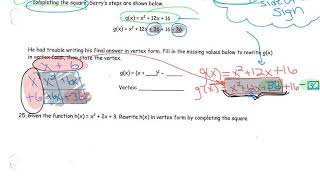 Algebra - March 20th, 2020 Video (Completing the Square Part III and Vertex Form)