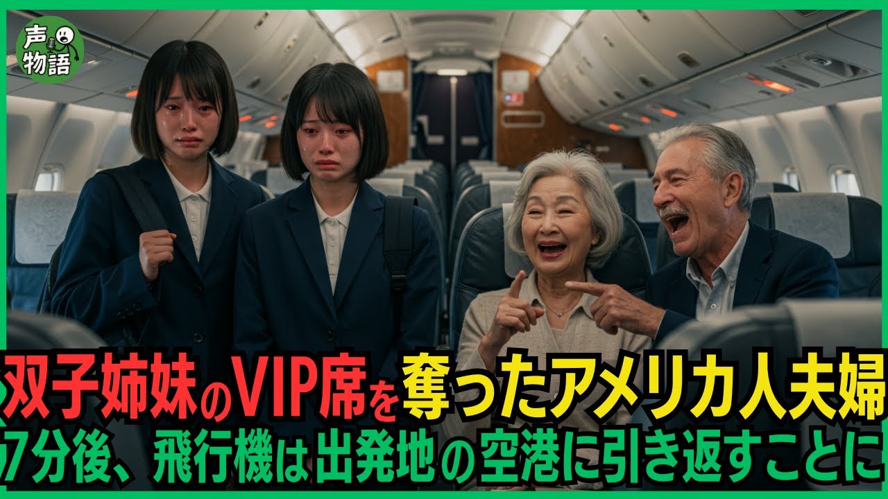 日本人双子姉妹のファーストクラス席を奪ったアメリカ人夫婦。7分後、姉妹がある名刺をリュックから出すと飛行機は出発地の空港に引き返すことに…
