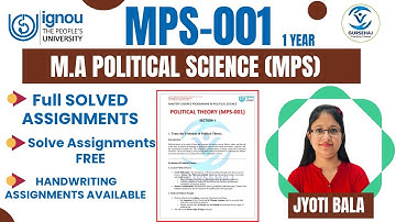 📚IGNOU MPS-001 Assignment 2025 Solved | Political Theory in Hindi & English | Free PDF||Jyoti Bala
