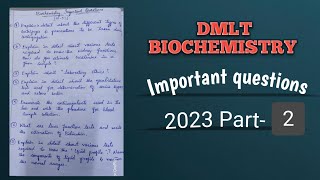 Biochemistry important questions DMLT dmlt bscmlt importantquestions exam paper education