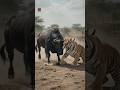 bull vs tiger fighting jabardast #ai #art #fact #animals #fighting #video #viral