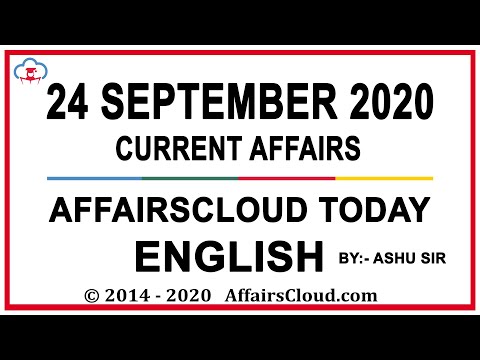 Current Affairs 24 September 2020 English | Current Affairs Today | AffairsCloud Today for All Exams