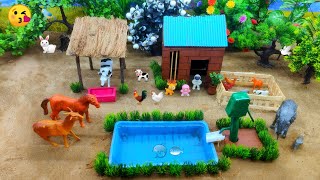 make mini house cow shed | house of animals | horse house - cow shed | mini hand pump