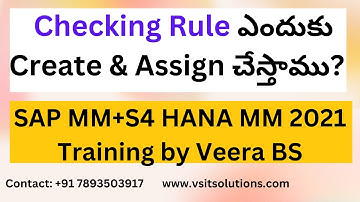 SAP MM S4 HANA Training | Create Define & Assign Checking Rule | SAP MM in Telugu | by Veera BS