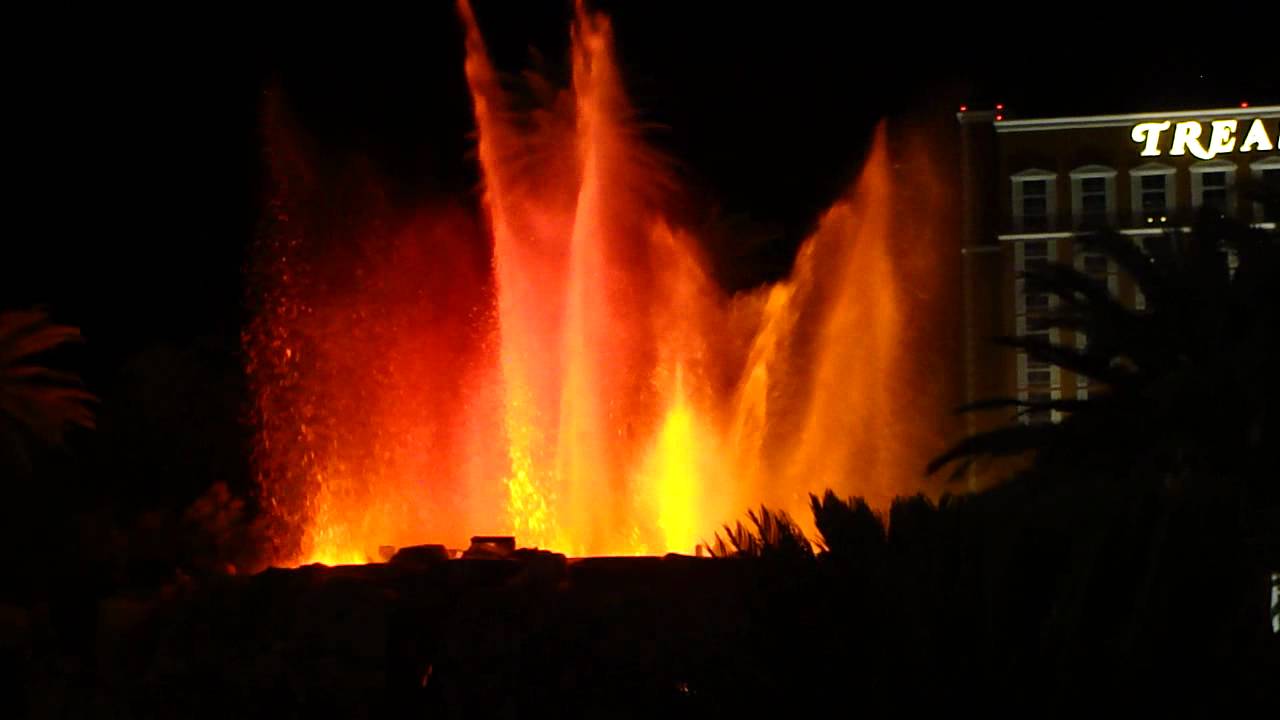 The Volcano Eruption at The Mirage Hotel in Las Vegas.March 2012.