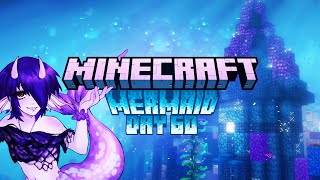 Building the Mermaid Castle 🐚 Minecraft Mermaid Let's Play - 60 Days