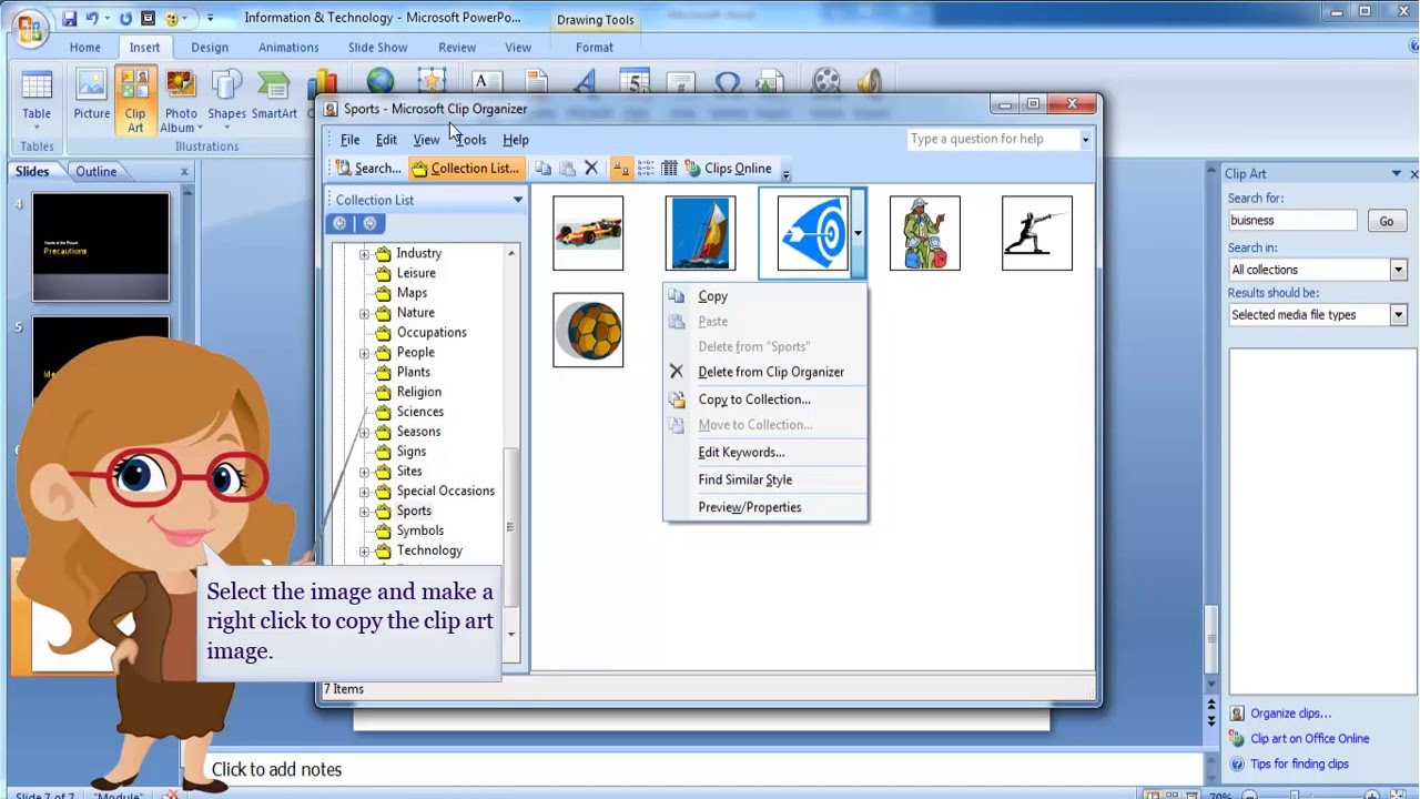 MS PowerPoint  2007 Inserting Clip Art  YouTube