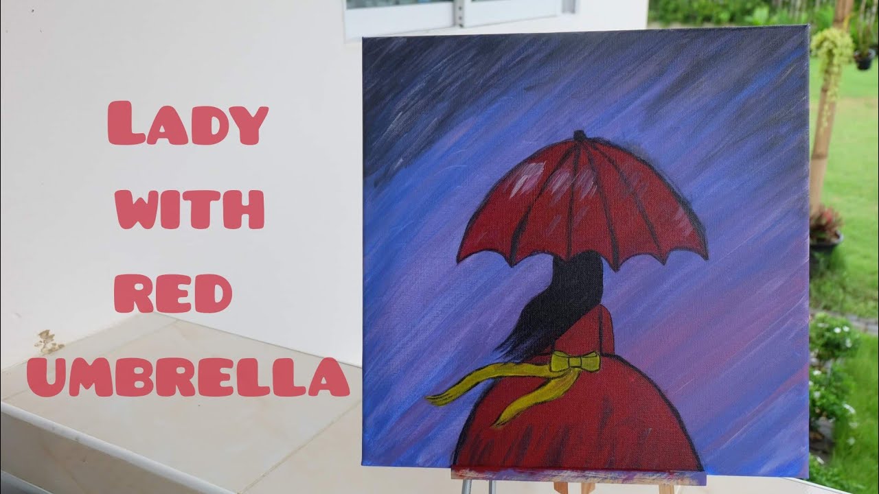 Lady with red umbrella acrylic painting YouTube
