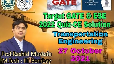 Target GATE & ESE 2022 Quiz-CE Solution | Transportation Engineering | 27 October 2021 |RM Classroom