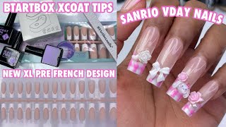 Trying BTARTBOX NEW XL Premade French Tip Soft Gel Nails | Sanrio Valentines Day Nails