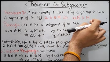 Group Theory| Subgroup| Theorem On Subgroup and Its proof| One Step Test| Theta Classes
