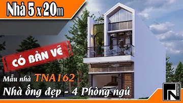 TNA162 - Mẫu nhà ống 2 tầng đẹp hiện đại 5x20m với 4 phòng ngủ