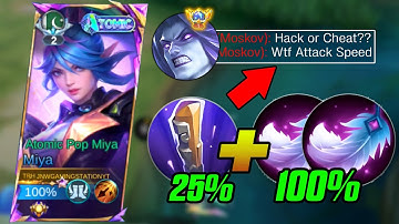 GLOBAL MIYA WTF ATTACK SPEED BUILD!! 200% SPEED HACK!-😱(must try) Top 1 Global Miya Build 2025!!