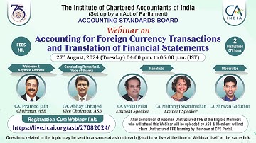 Webinar on “Accounting for Foreign Currency Transactions and Translation of Financial Statements”