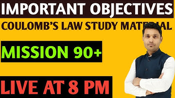 ELECTROSTATICS CLASS 12th| MULTIPLE CHOICE OBJECTIVE QUESTIONS SOLUTION WITH EXPLANATION - LECTURE 3