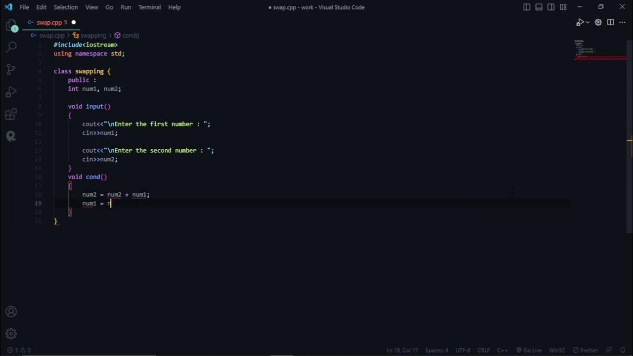 Swap Numbers Using 2 Variables In Class Function - YouTube