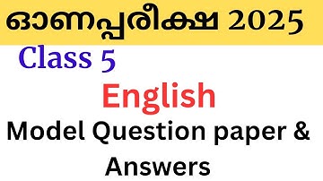 Class 5 English onam exam 2025 model Question paper and answers| first term exam #class5 