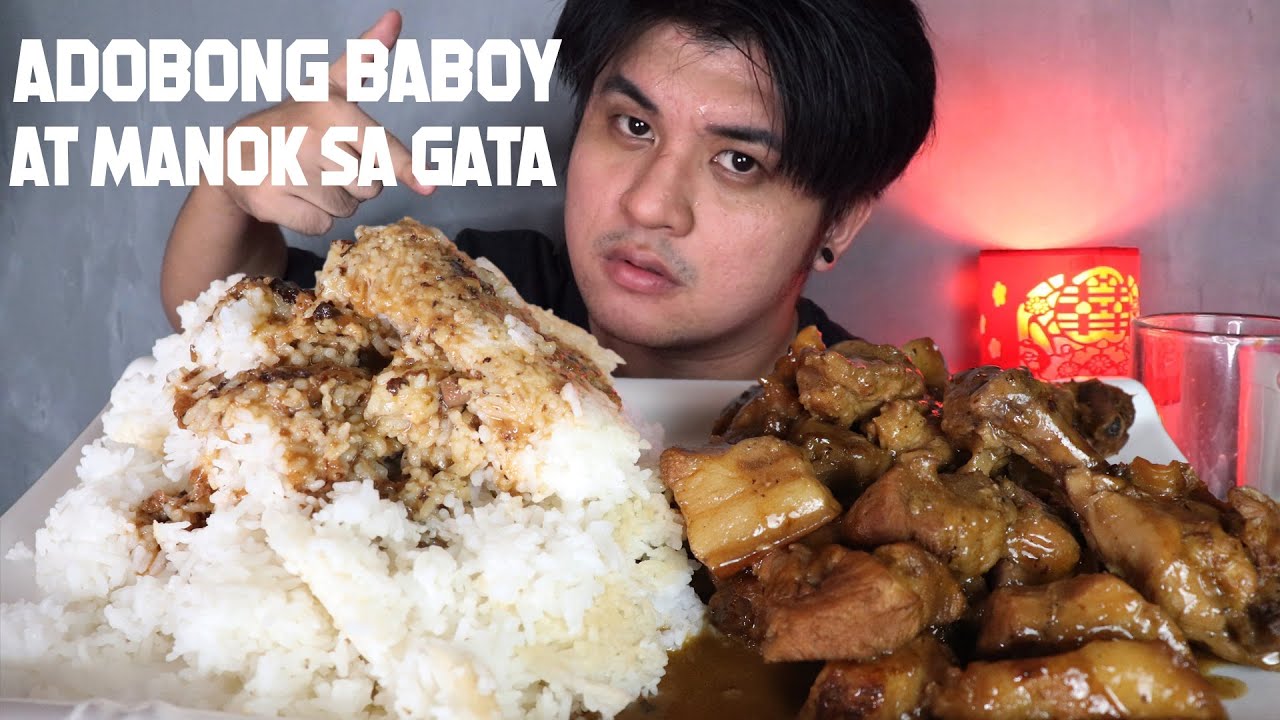 ADOBONG BABOY AT MANOK SA GATA MUKBANG