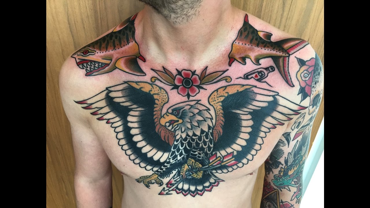 Tattoo uploaded by Alex Wikoff  American chest piece via instagram  richhadley flags american ladyliberty eagle color traditional flash  richhadley  Tattoodo