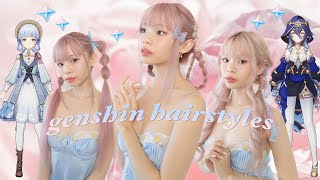NEW daily hairstyles inspired by genshin impact characters 🎀 layla, kaveh, ayaka&#39;s new skin, &amp; more!
