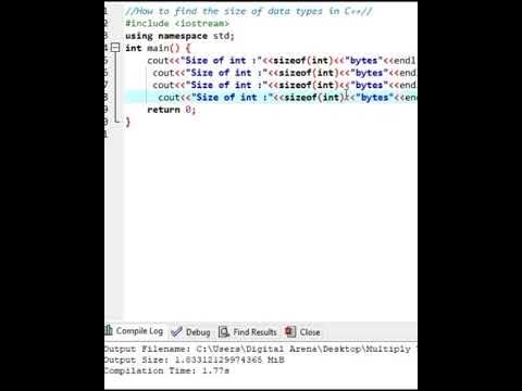 How to find the size of fundamental data types in C++ #datatypes #cpp # ...