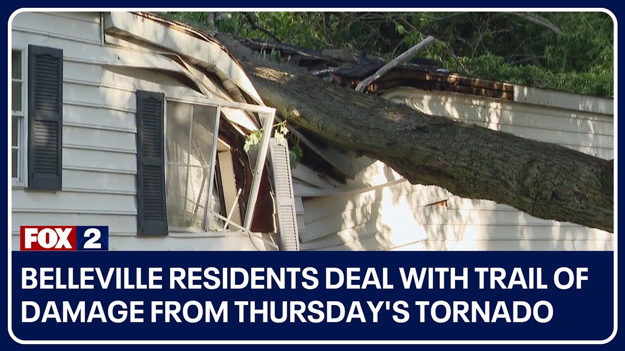 Belleville residents deal with trail of damage from Thursday's tornado