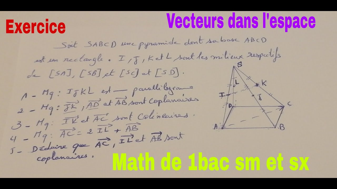 vecteurs dans lespace......math de 1bac sm et sx