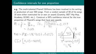 Confidence intervals for one proportion