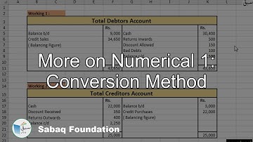 More on Numerical 1: Conversion Method, Accounting Lecture | Sabaq.pk