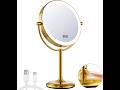 9" Rechargeable Gold Lighted Makeup Mirror with Magnification 20X/1X, Magnifying Mirror